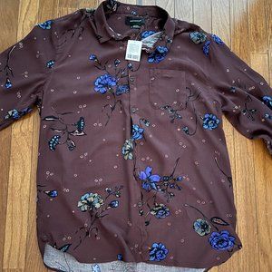 Urban Outfitters Men's Brown Floral Button Up Shirt